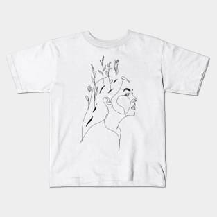 Flower Head Woman Art Kids T-Shirt